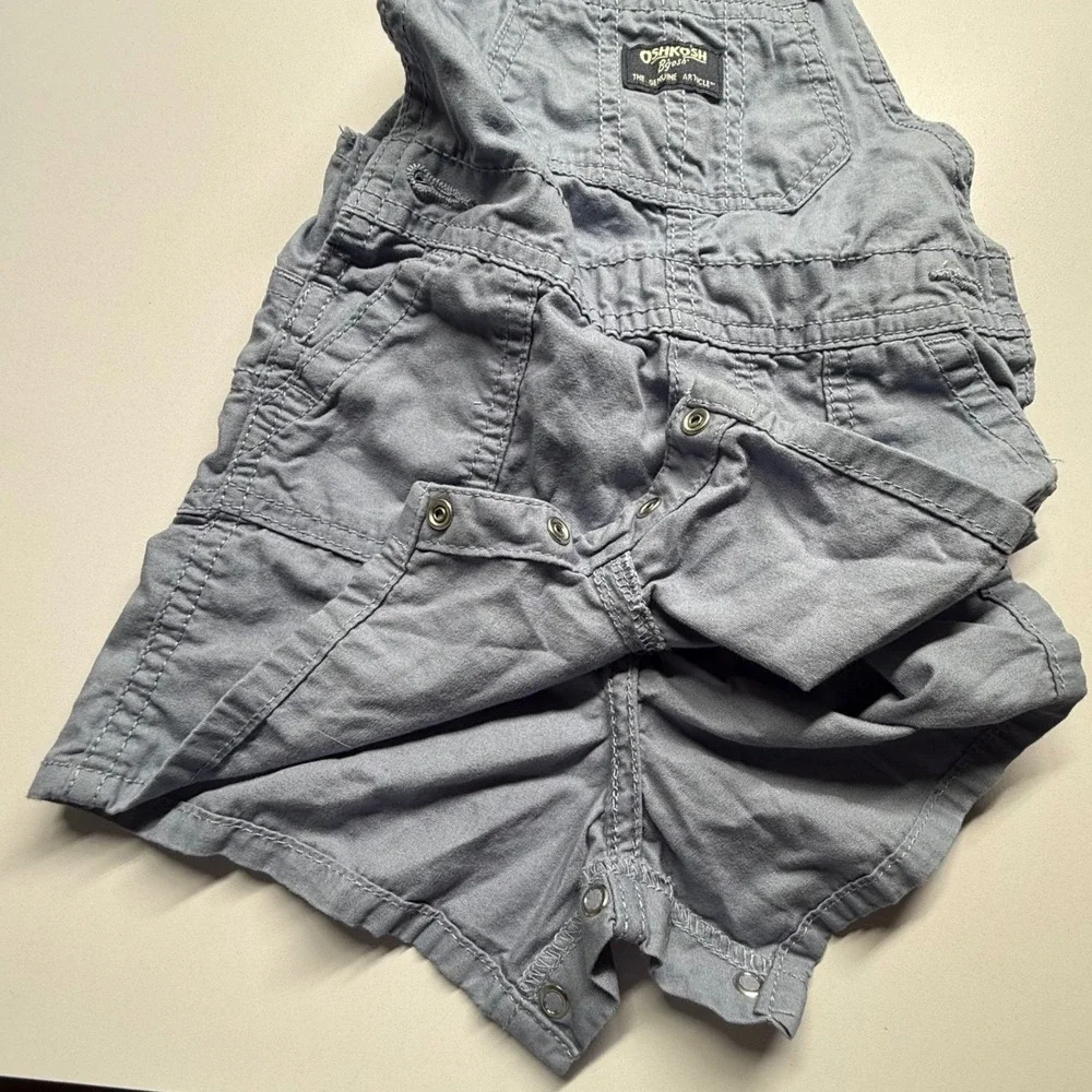 OshKosh B'gosh 18M Blue Cotton Shortalls Short Overalls Baby Unisex
